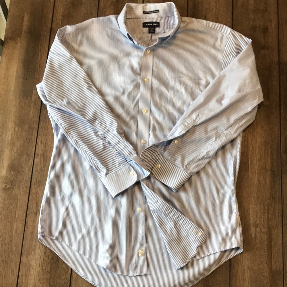 Like New Lands End Shirt with button collar